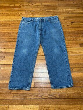Carhartt Jeans Mens 46x32 Blue Relaxed Fit Denim B460 DVB Straight Rugged Work